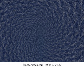A deep blue, granular texture is arranged in a swirling, hypnotic spiral pattern that pulls the eye towards its dark center, creating an illusion of depth.