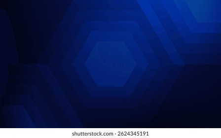 Deep Blue Hexagon Gradient Background with Modern Geometric Pattern for Digital Design and Tech Presentations, Emphasizing Depth and Connectivity in Visual Communications