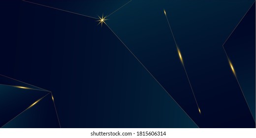 Deep Blue Luxury Gold Hintergrund. Royal Rich VIP Business Design Weihnachts-Neujahr-Feier Banner. Golden Silver Polygon Poster 3D Abstrakte Polygonal Sparkling Cover. Gold Luxury Crystal Card