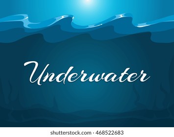 Deep blue moody underwater background. Abstract background water, vector illustration