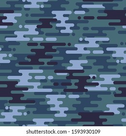 Deep Blue Navy Camouflage Seamless Pattern
