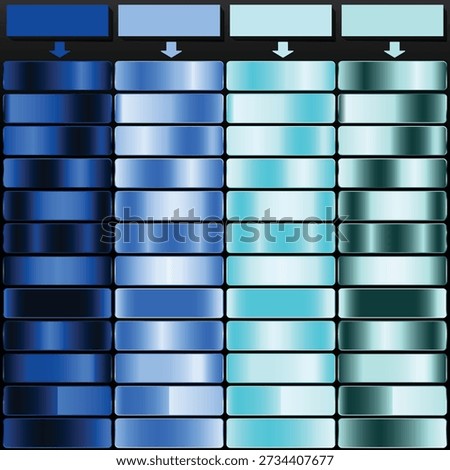 Deep Blue Pale Sky Light Aqua and Soft Teal Opulent Gradient Palette.