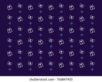 Deep Blue Presents Bows and Snowflakes Background Pattern Poster
