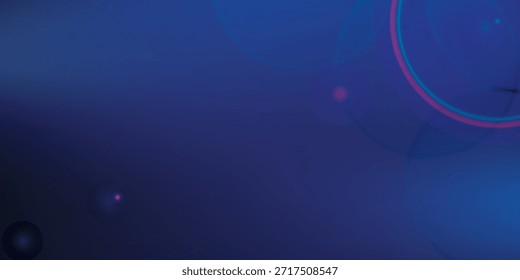 Fundo de gradiente azul profundo e roxo com luz difusa suave e elementos circulares sutis ou flare de lente.
