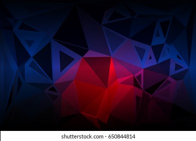 Deep blue and red abstract random sizes low poly geometric background