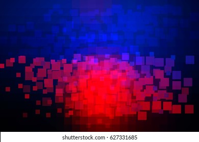 Deep blue and red vector abstract glowing background with random sizes rounded corners tiles 