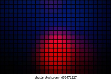 Deep blue and red vector abstract mosaic background with rounded corners square tiles over black