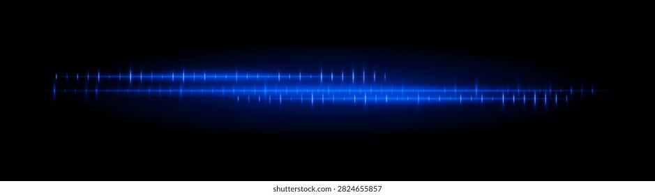 Deep blue rhythm twin. Dual spiked filaments with soft bloom create profound audio-visual streak ideal for atmospheric tech or sound effects.