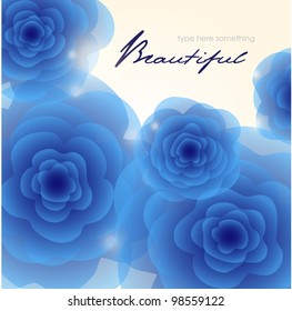 Deep blue roses square background.