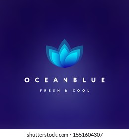 Deep blue sea and ocean aqua logo. Branding template for swimming pool, water delivery, spa saloon or beauty shop. Can be used for corporate style or identity.
