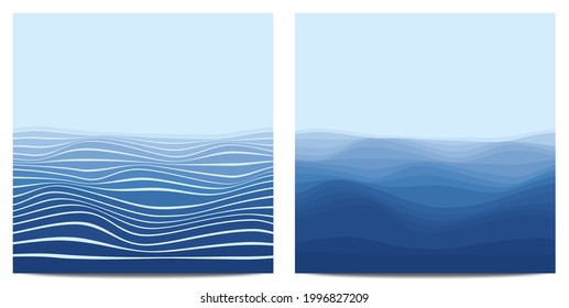 Deep blue sea waves an abstract vector graphic banner background illustration