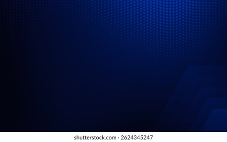 Deep Blue Technological Backdrop: Abstract Design with Geometric Shapes and Halftone Patterns for Digital Innovation and Modern Presentations, a Versatile Dark Blue canvas