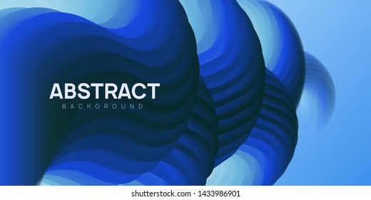 Deep blue textured abstract background. Twisted wavy shapes in cold blue colors, flow banner, brochure, web page. Vector illustration.