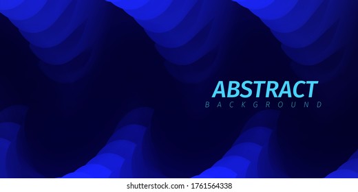 Deep blue textured abstract background. Wavy shapes in blue colors, flow banner, brochure, web page. Vector illustration.