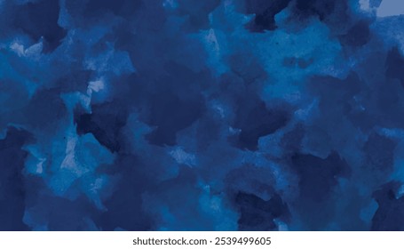 Arrière-plan abstrait à texture bleu profond. Arrière-plan à texture bleu profond à l'aquarelle. Texture nuageuse.	