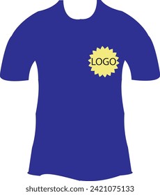 Deep blue Tshirt with logo simple vector illustration