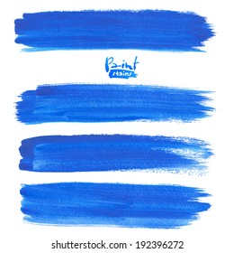 Deep blue watercolor brush strokes, vector elements for your design