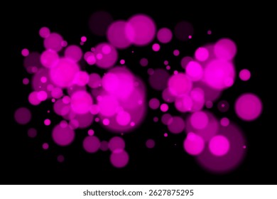 Luces bokeh profundas sobre fondo negro con círculos borrosos brillantes. Superposición de Vector futurista y de ensueño para diseños digitales, abstractos o de temática nocturna.