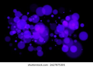 Luces bokeh profundas sobre fondo negro con círculos borrosos brillantes. Superposición de Vector futurista y de ensueño para diseños digitales, abstractos o de temática nocturna.
