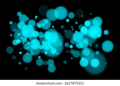 Luces bokeh profundas sobre fondo negro con círculos borrosos brillantes. Superposición de Vector futurista y de ensueño para diseños digitales, abstractos o de temática nocturna.