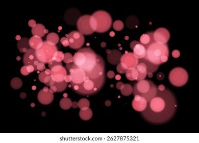 Luces bokeh profundas sobre fondo negro con círculos borrosos brillantes. Superposición de Vector futurista y de ensueño para diseños digitales, abstractos o de temática nocturna.