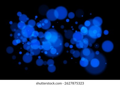 Luces bokeh profundas sobre fondo negro con círculos borrosos brillantes. Superposición de Vector futurista y de ensueño para diseños digitales, abstractos o de temática nocturna.