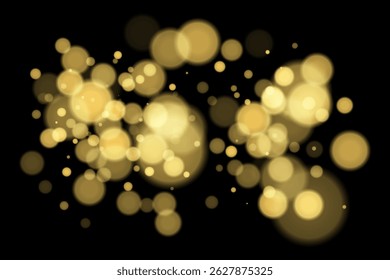 Luces bokeh profundas sobre fondo negro con círculos borrosos brillantes. Superposición de Vector futurista y de ensueño para diseños digitales, abstractos o de temática nocturna.