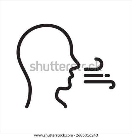 Deep Breathing Exhale simple line icon