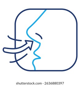Deep Breathing icon represented by Deep Breathing nose Dual Line style.