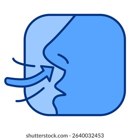 Deep Breathing icon represented by Deep Breathing nose Blue style.