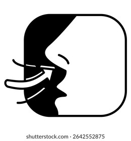 Deep Breathing icon represented by Deep Breathing nose Black Filled style.