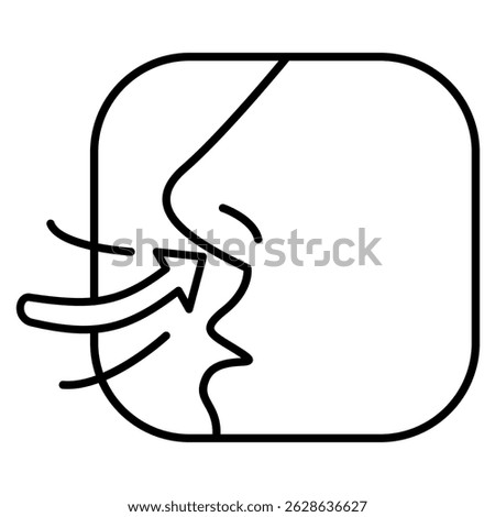 Deep Breathing icon represented by Deep Breathing nose Line style.