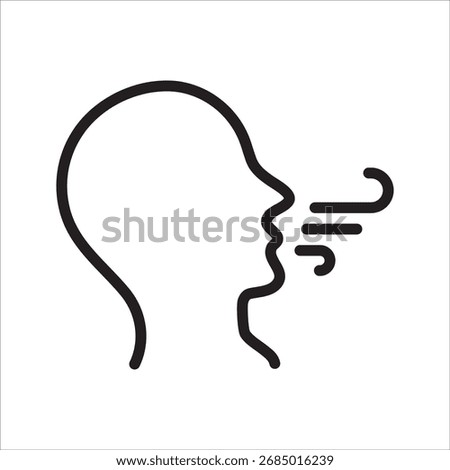 Deep Breathing Inhale simple line icon 