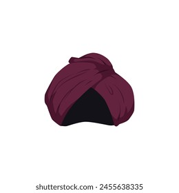 A deep burgundy turban is elegantly presented in this vector illustration, showcasing a bold and sophisticated choice of headwear with a contemporary twist.