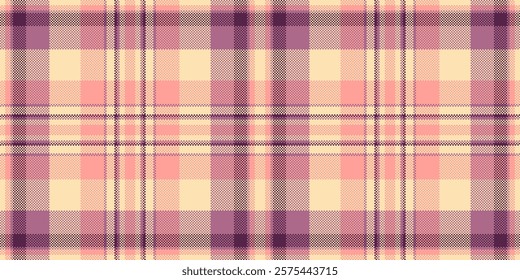 Deep check fabric seamless, refresh tartan vector background. Industry pattern plaid texture textile in pink and moccasin colors palette.