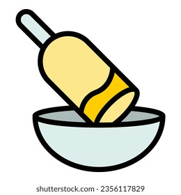 Deep corn dog icon outline vector. Corndog stick. Korea picnic color flat