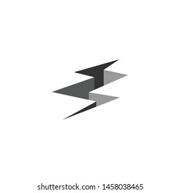 Deep crack on the ground clipart, thunder shape crack vector illustration.