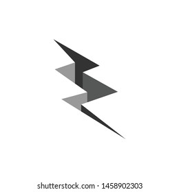 Deep crack on the ground clipart, thunder shape crack vector illustration.
