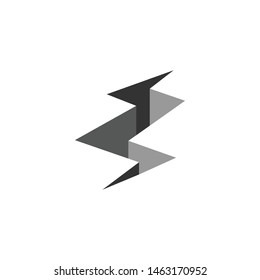 Deep crack on the ground clipart, thunder shape crack vector illustration.