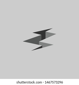 Deep crack on the ground clipart, thunder shape crack vector illustration.