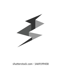 Deep crack on the ground clipart, thunder shape crack vector illustration.
