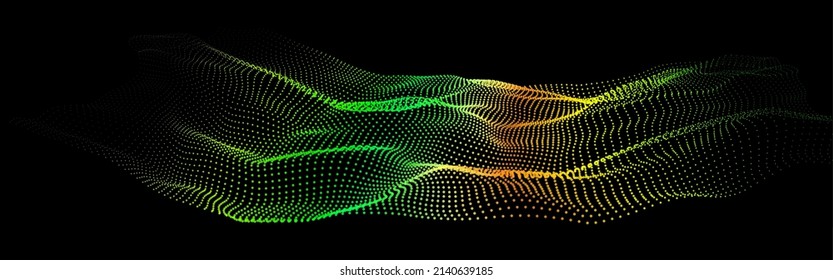 Deep data as part of big data. Point wave ui hud. Glow green in the dark.