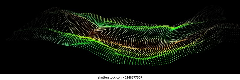 Tiefe Daten als Teil von Big Data. Punktwelle ui hud. Grün im Dunkeln leuchten.