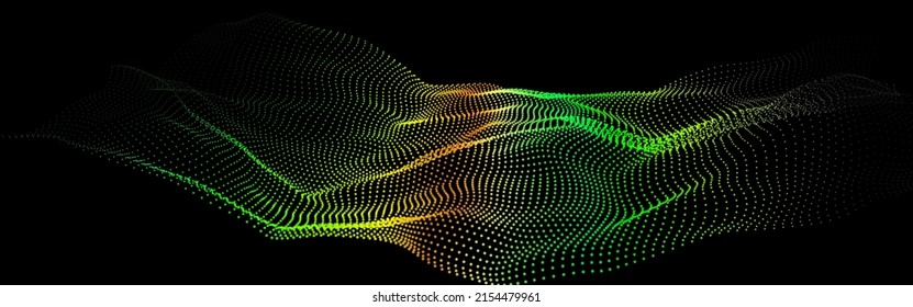 Deep data as part of big data. Point wave ui hud. Glow green in the dark.
