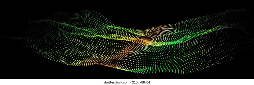 Deep data as part of big data. Point wave ui hud. Glow green in the dark.