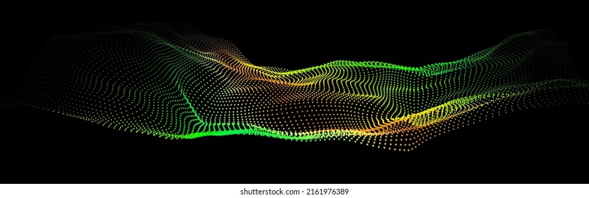 Deep data as part of big data. Point wave ui hud. Glow green in the dark.