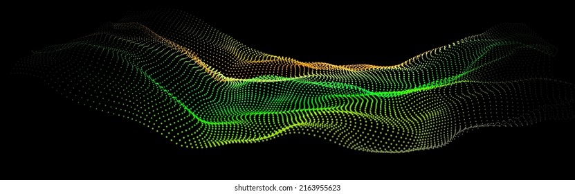 Deep data as part of big data. Point wave ui hud. Glow green in the dark.