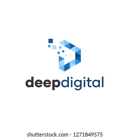 Deep Digital Letter D Symbol Logo Design Template
