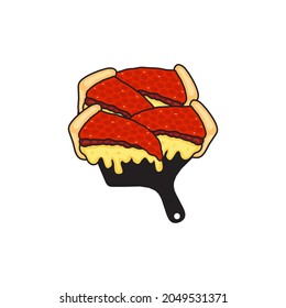 Deep Dish Pizza On The Black Peel Vector Logo Design