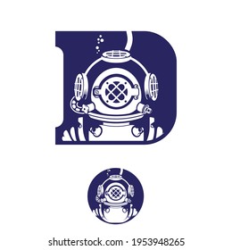 Deep Diver Vintage letter based initial D symbol insignia